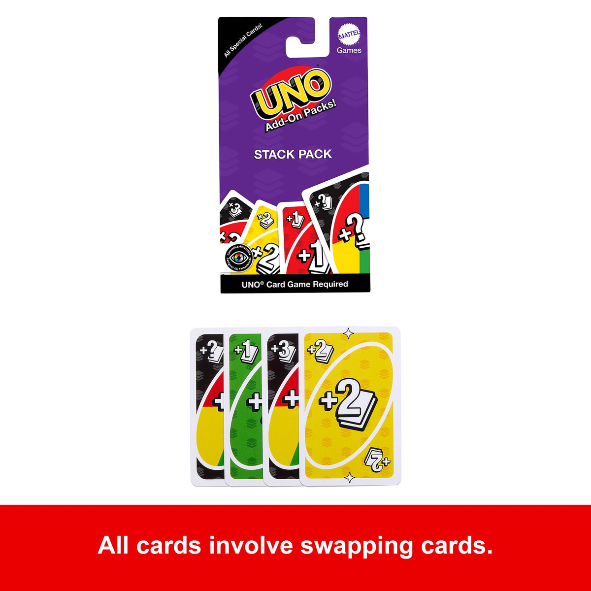 UNO Add-On-Packs Stack Pack Card Game For Kids, Family & Game Nights, Travel, Camping & Parties