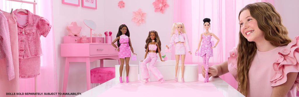 Barbie Fashionista Muñeca Deluxe Style Muñeca con Vestido Rosa con Estrellas