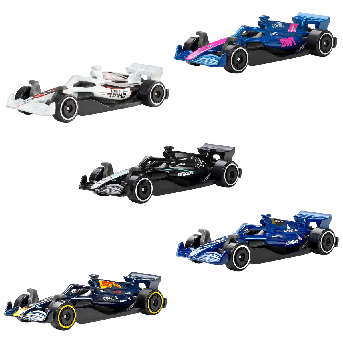 Hot Wheels Diecast Vehículo de Juguete Paquete de 5 autos F1