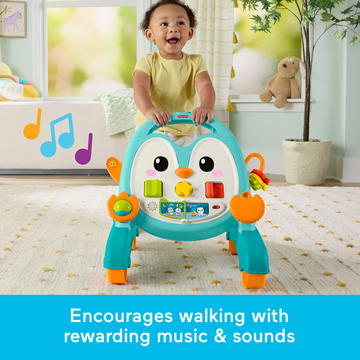 Fisher-Price 2-In-1 Musical Penguin Activity Walker, Baby To Toddler Push Along Toy