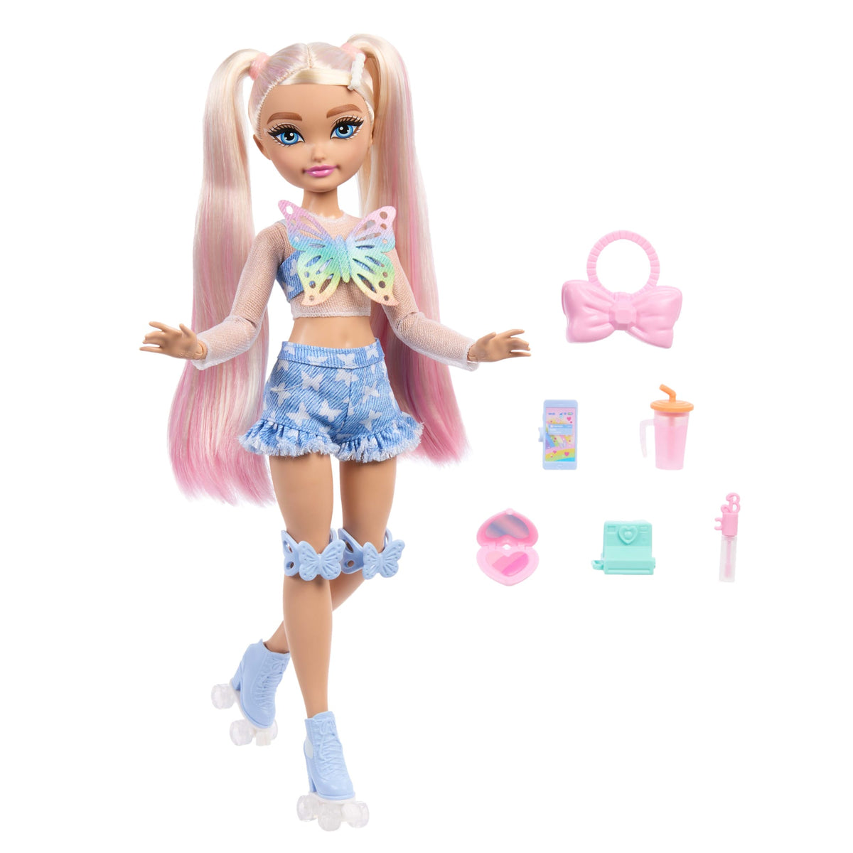 Dream Besties Barbie “Malibu” Roller Skating Fashion Doll With 9 Makeup Themed Accessories