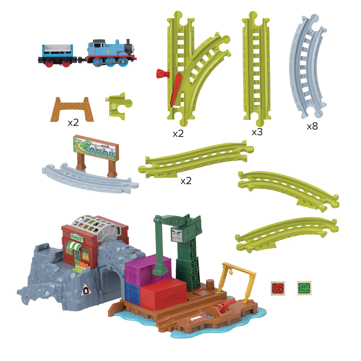 Thomas & Friends T&F Tracks Pista de Juguete Pista Motorizada del Muelle de Cranky