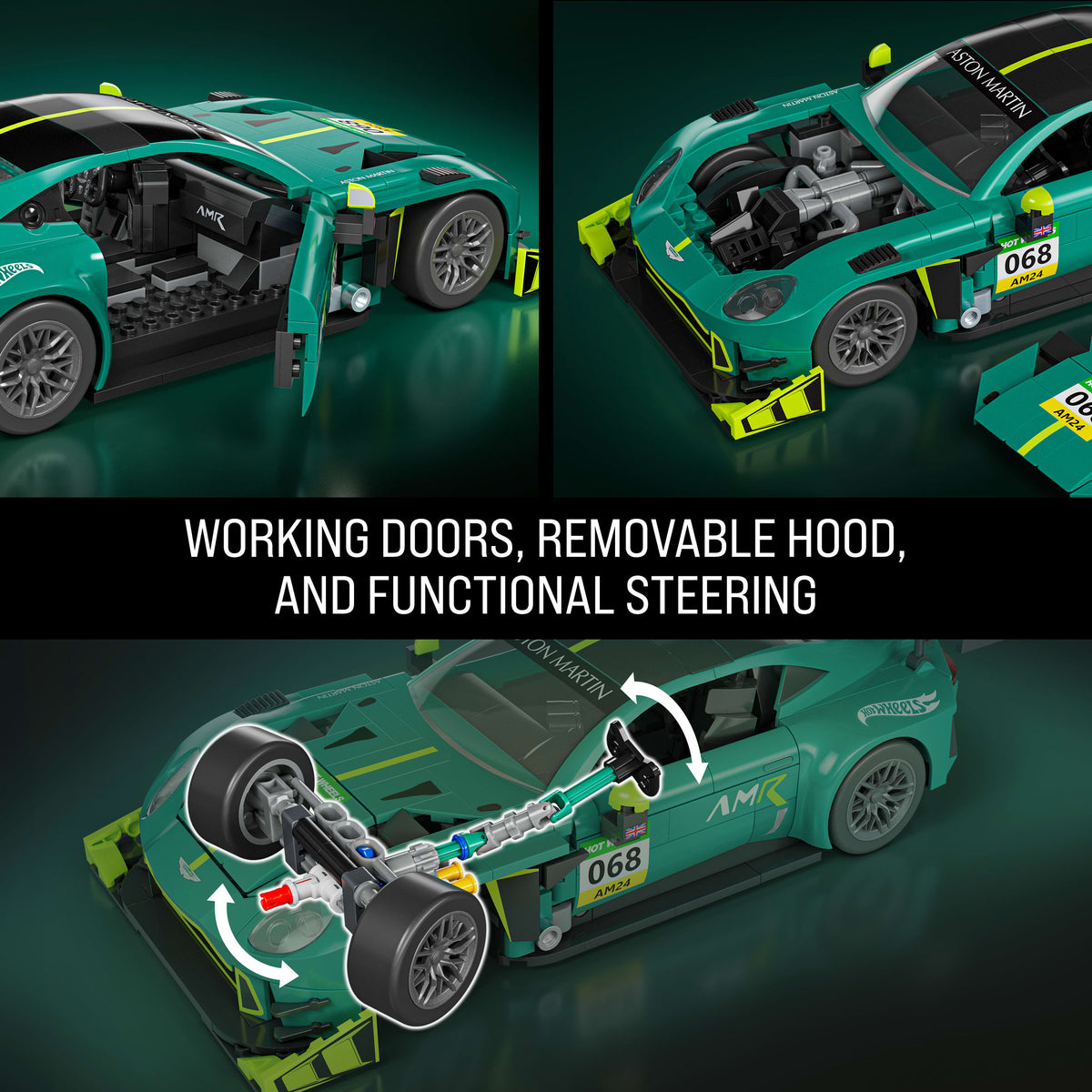 Mattel Brick Shop Hot Wheels ’24 Aston Martin Vantage Gt3 Building Toy Kit (793 Pieces), For Collectors 