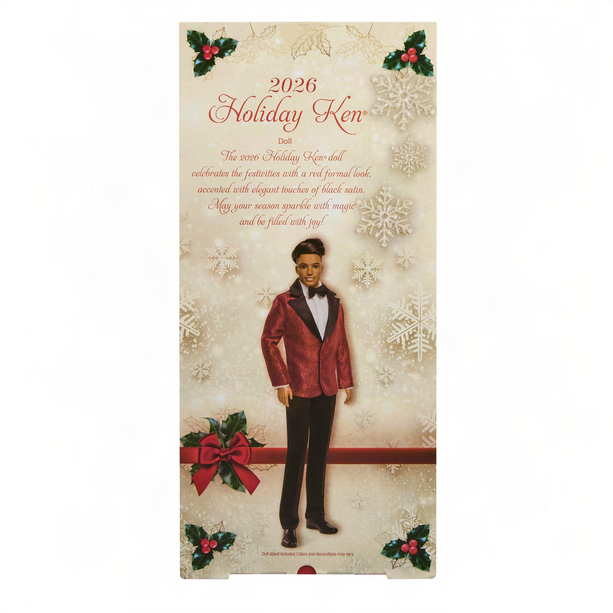 Barbie Signature 2026 Holiday Curly Black Hair Ken Collectible Fashion Doll Wearing Full Suit With Red Jacket