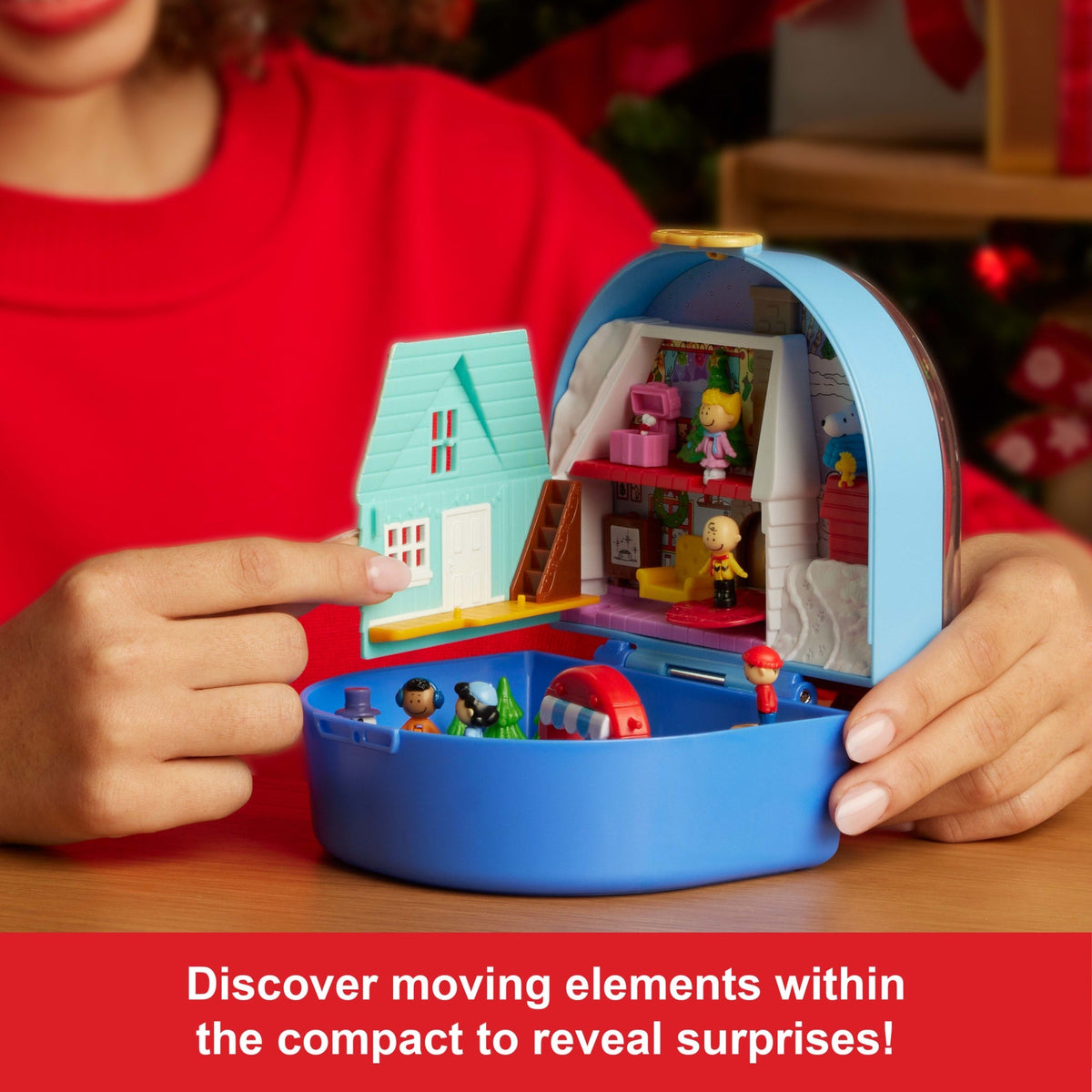 Polly Pocket Micro Dolls And Playset, Collector Peanuts Compact With 7 Accessories