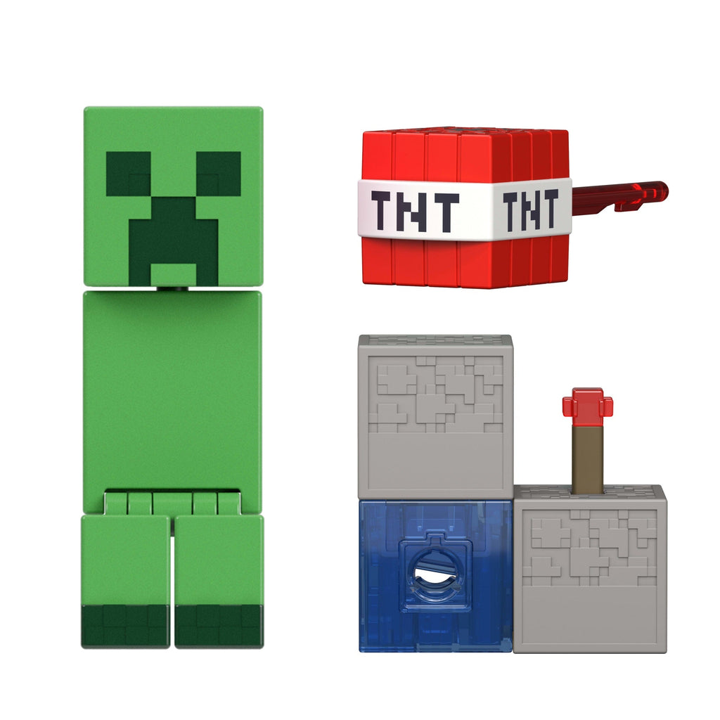 Minecraft Creeper Action Figure & Accessory Set, 3.25-Inch Scale Collectible Toy With Building Piece