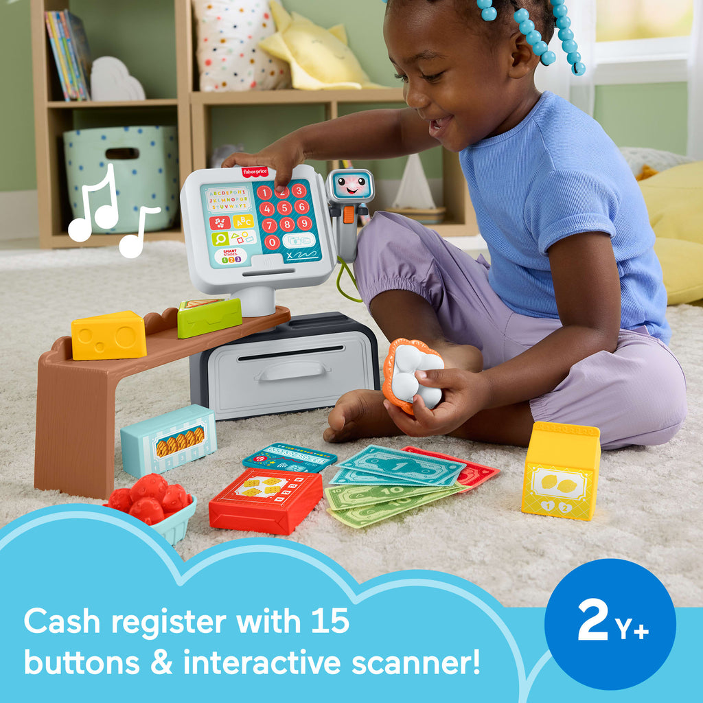 Fisher-Price Laugh & Learn Count & Shop Cash Register Electronic Toddler Learning Toy, Multilanguage Version