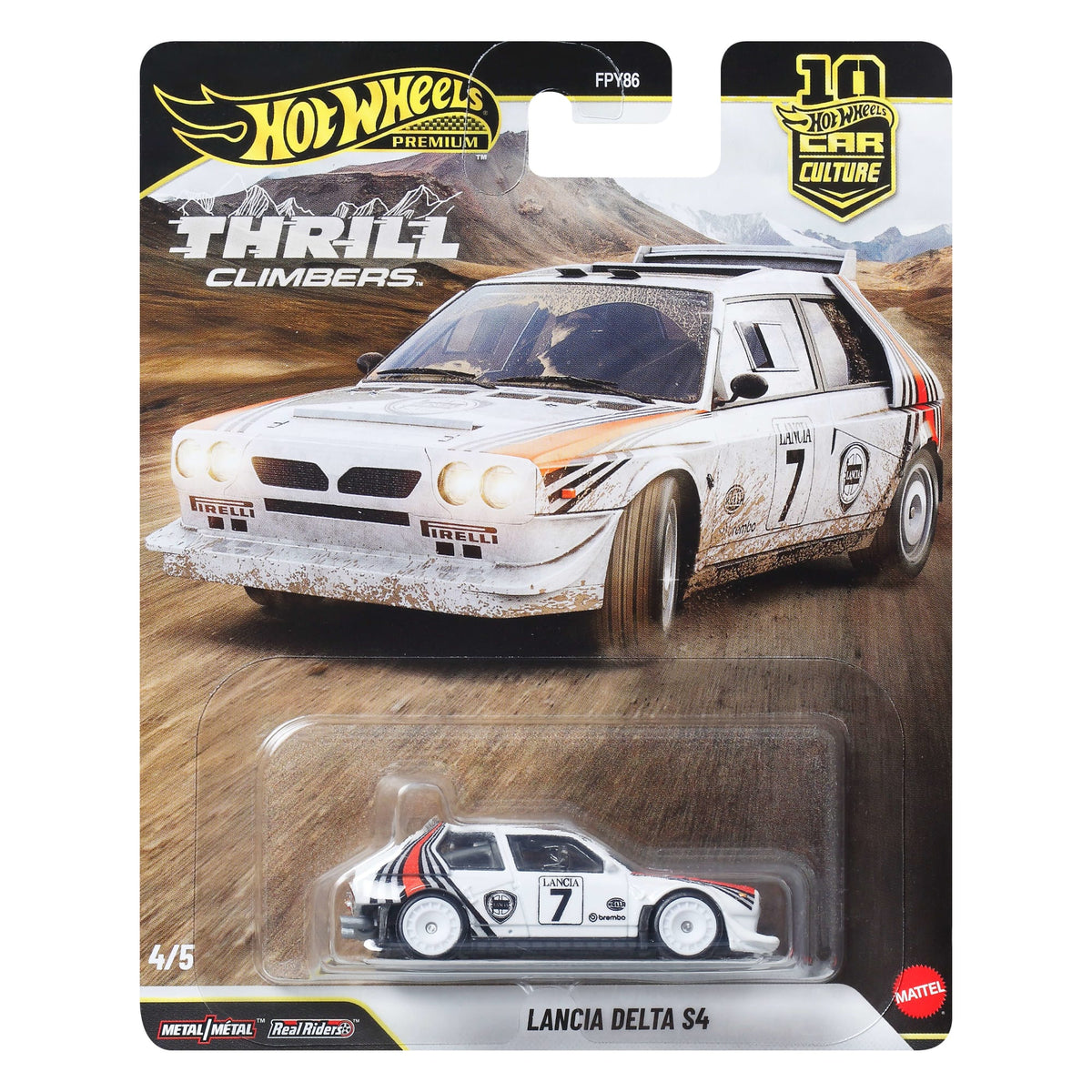 Hot Wheels Car Culture Premium 1:64 Scale Die-Cast Toy Lancia Delta S4, Collectible Vehicle