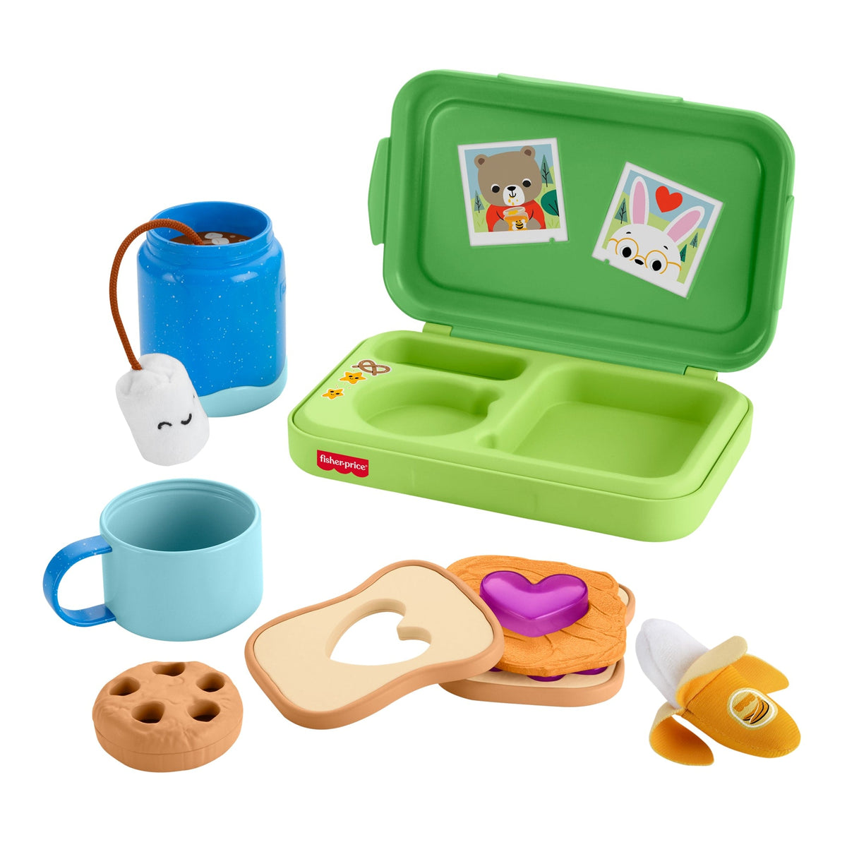Fisher-Price Friendship Forest Activity Lunchbox, Pretend Food Play Toy For Toddlers, 9 Pieces