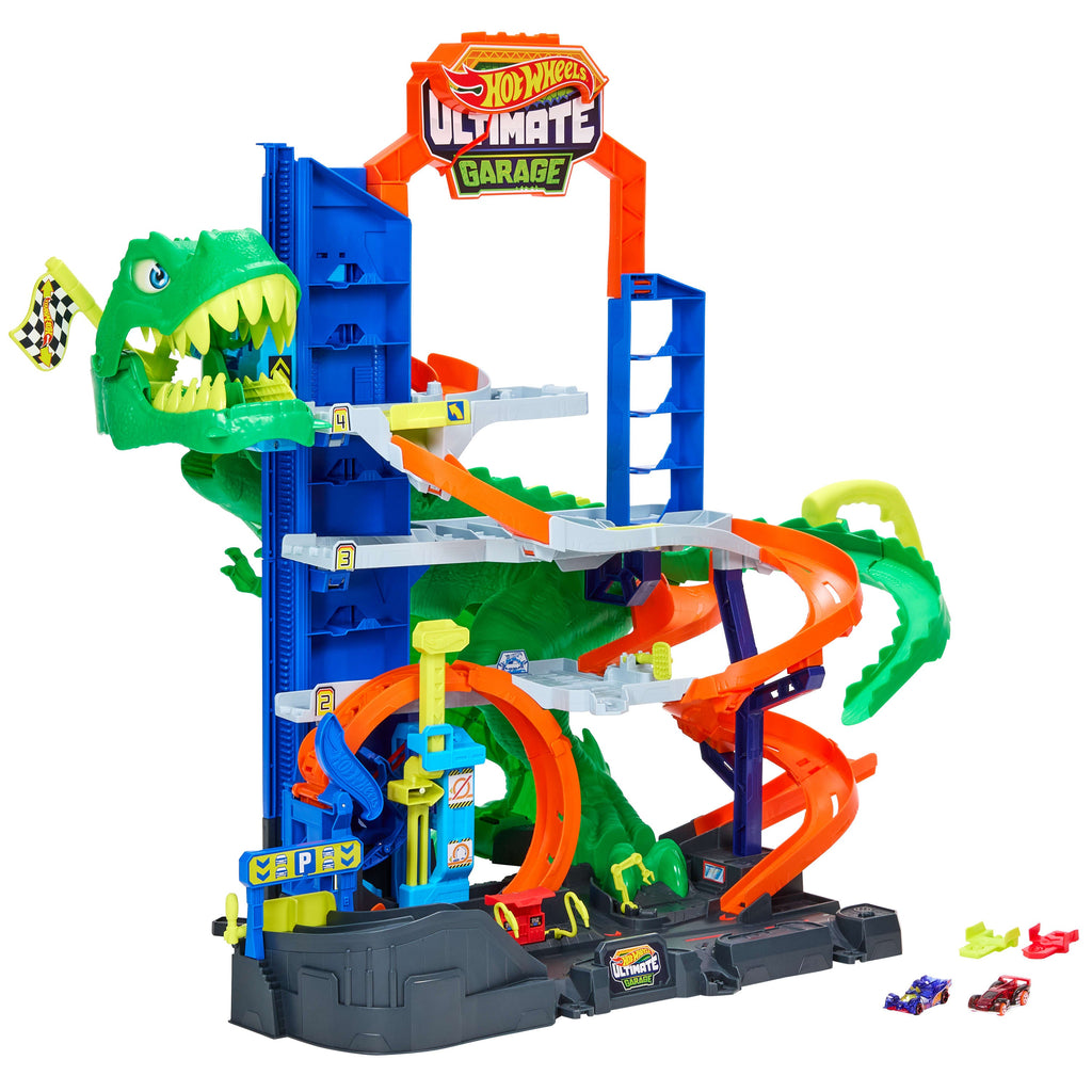 Hot Wheels City-Garage T-Rex Ultime-Garage Avec 2 Véhicules