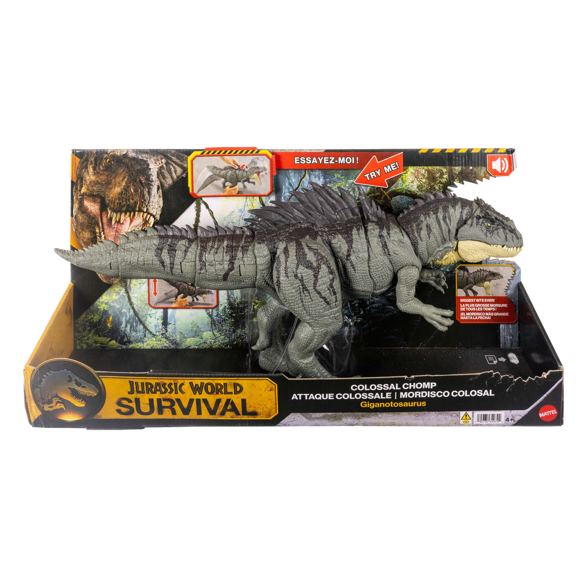 Jurassic World Colossal Chomp Giganotosaurus Figure With Big Bite, Multi Direction Attack