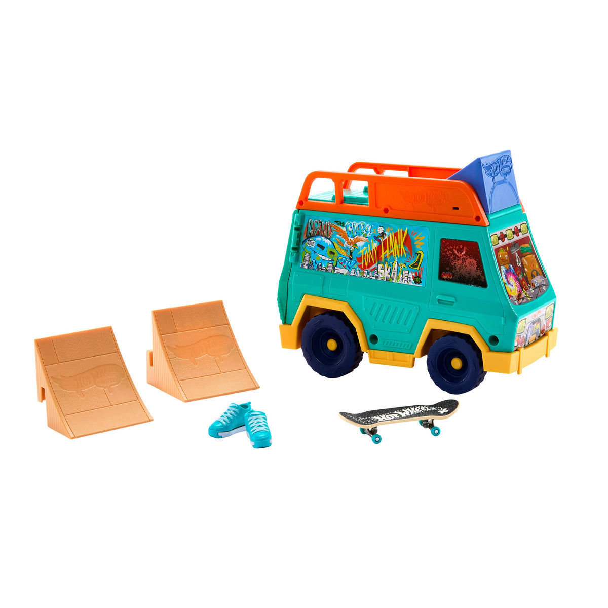 Hot Wheels Skate Tony Hawk Skate Van Playset With Exclusive Fingerboard & Removable Skate Shoes