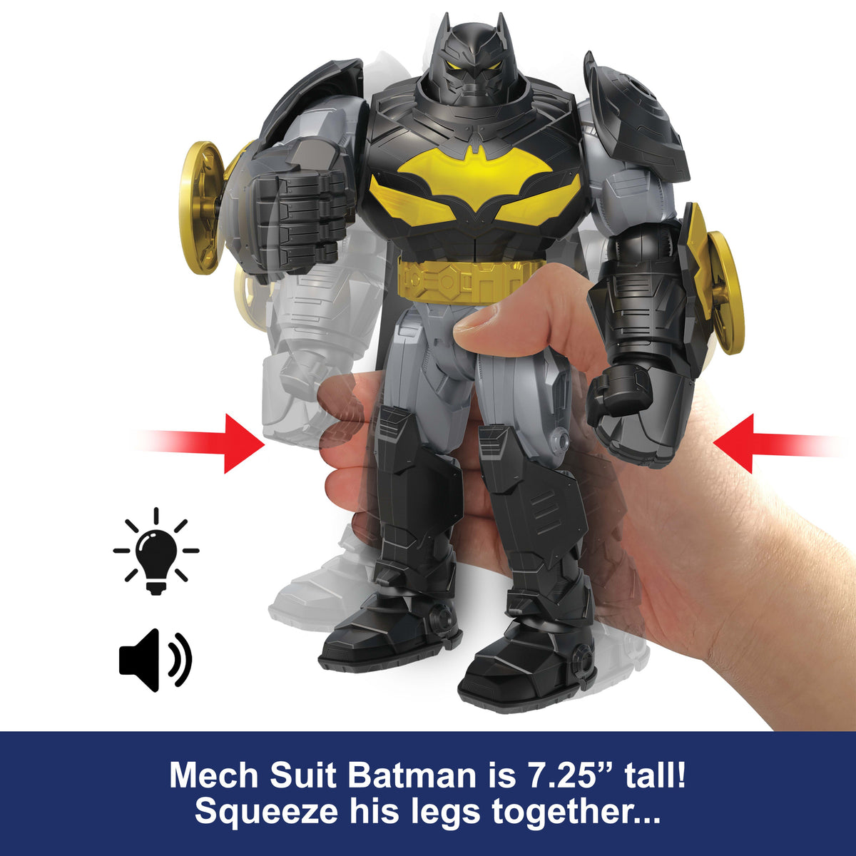 DC Premier 6.5 inch Oversized Armored Batman Feature Figure, Battle Disc Action, 8 Lights & Sounds