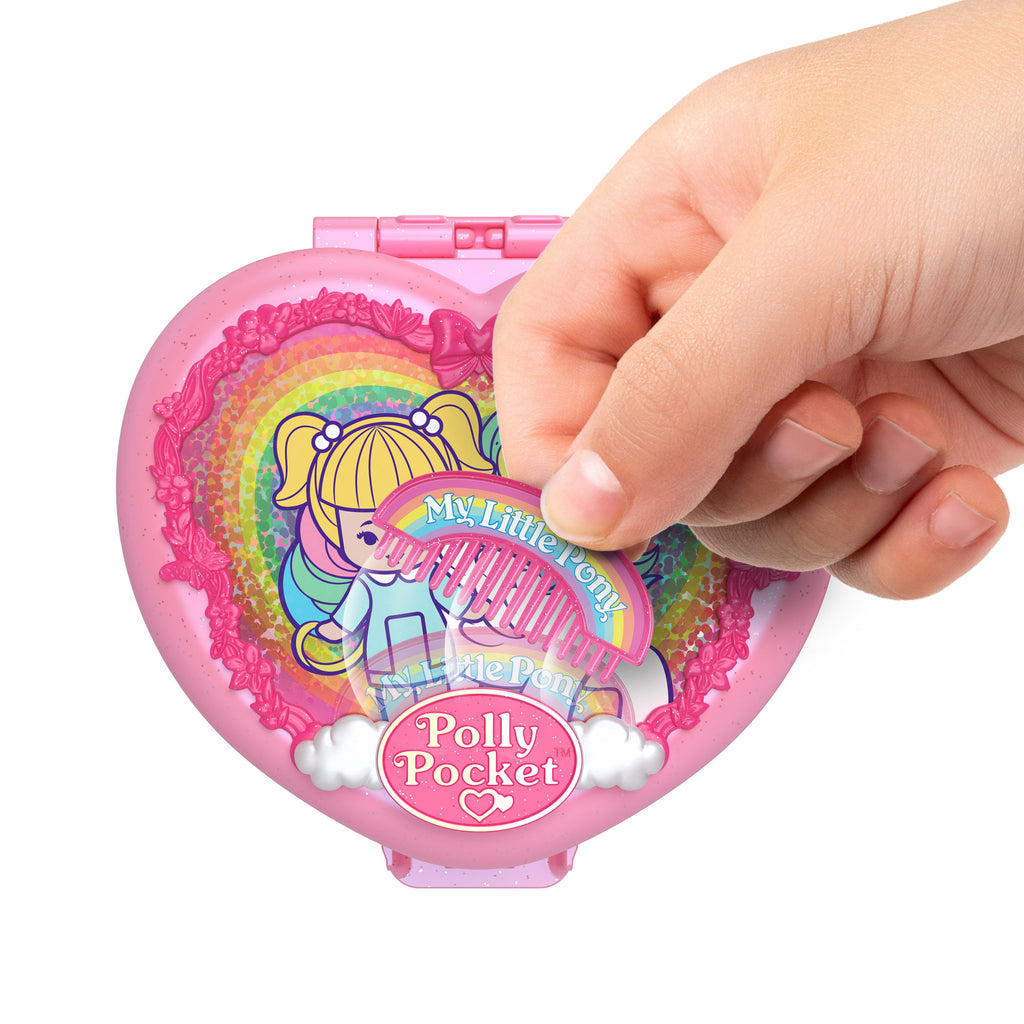 Polly Pocket My Little Pony Compact Playset With Micro Glory & Firefly Dolls, Comb & Brushable Tails