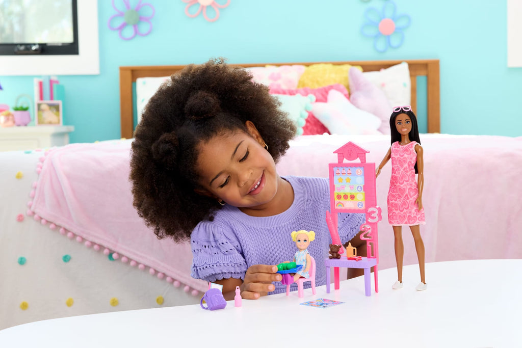 Barbie Careers Teacher Playset With Fashon Doll, Toddler Doll, Classroom Board & Accessories