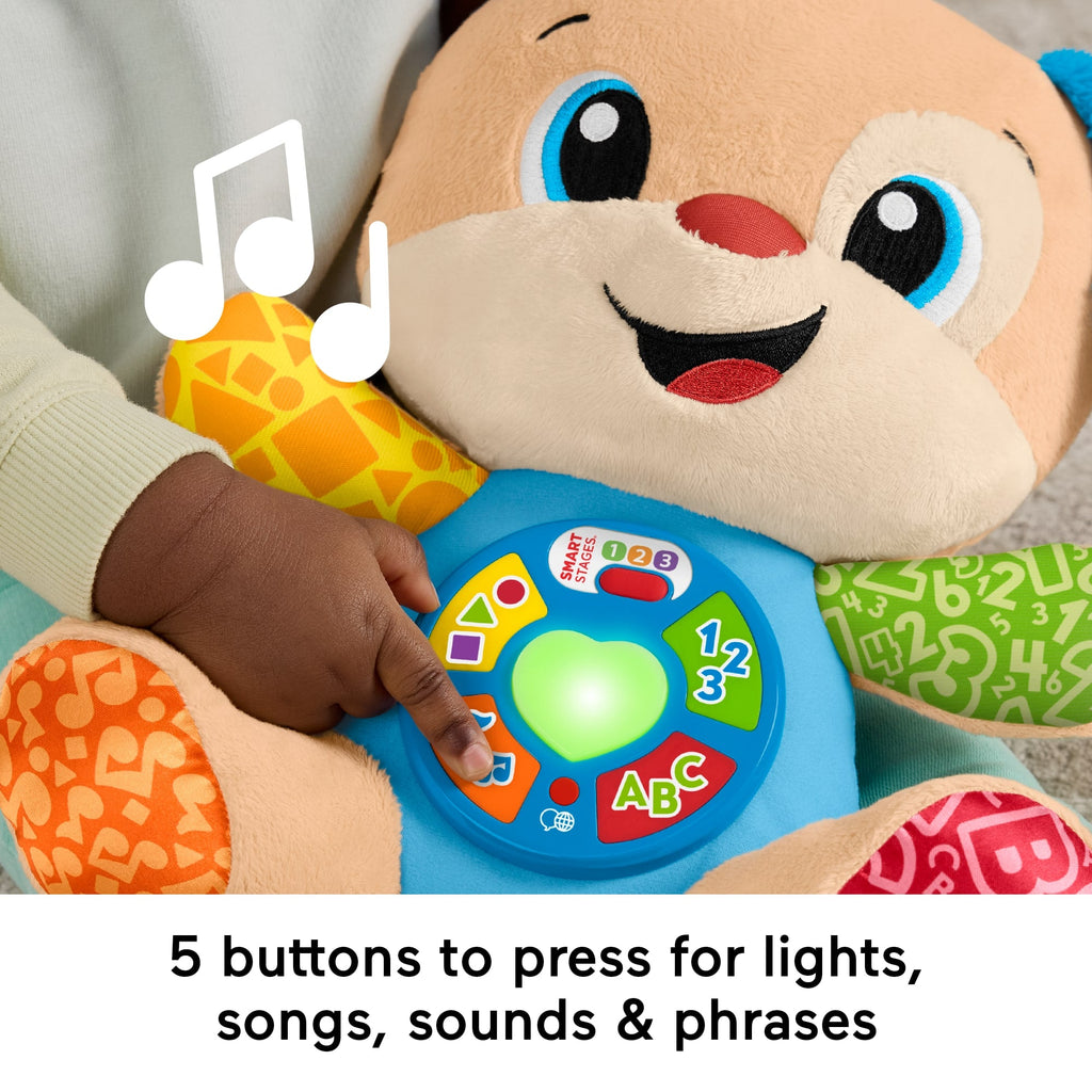 Fisher-Price Laugh & Learn Smart Stages Puppy Plush Baby Musical Learning Toy, Multilanguage Version