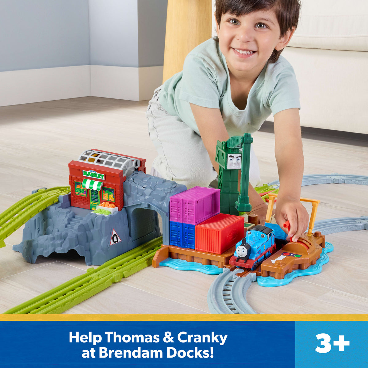 Thomas & Friends Cranky's Dockside Delivery Train Set From Fisher-Price With Motorized Thomas Engine