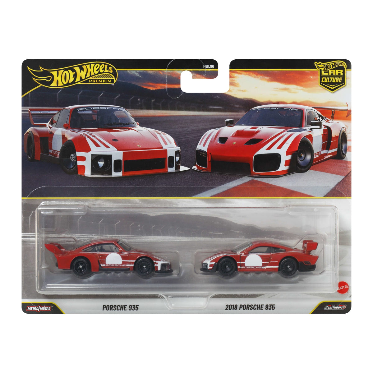 Hot Wheels Premium Kultowe auta 2-pak Porsche 935 + Porsche 935 Samochody 1:64 Zestaw autek Zabawki 3+