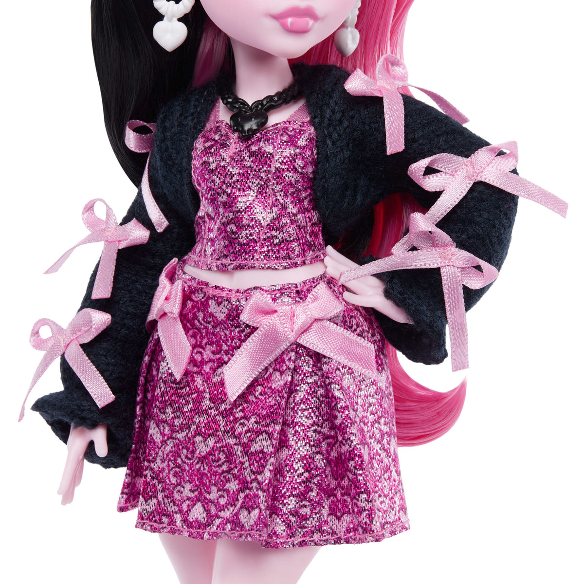 Monster High Draculaura Fashion Doll in Bow Dress With Pet Bat Count Fabulous And 7 Accessories