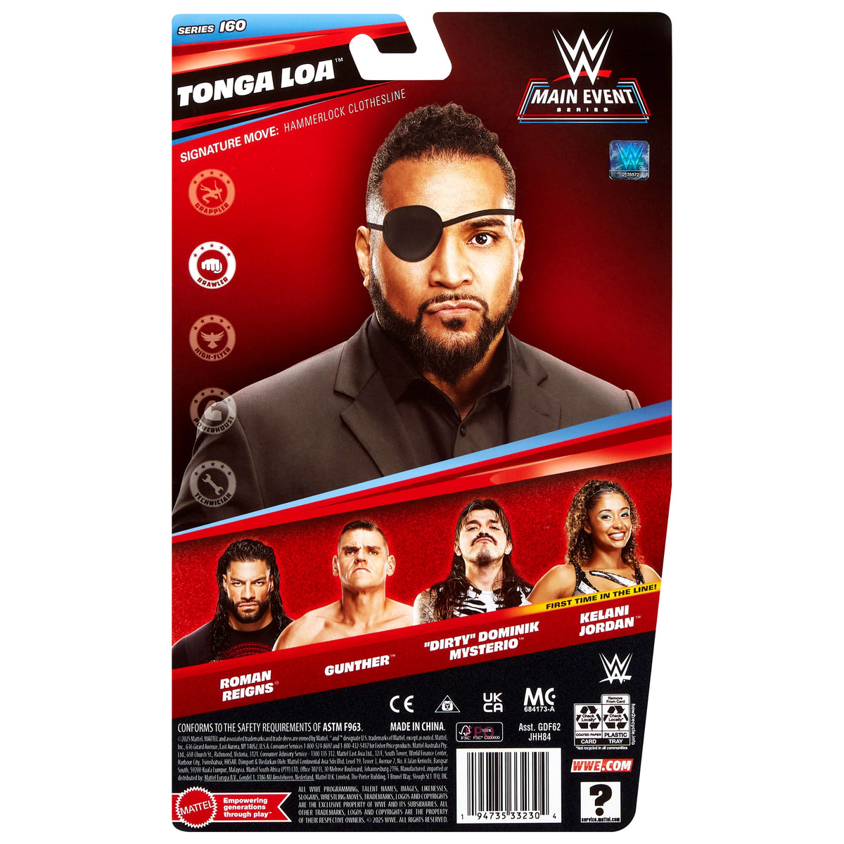 WWE Tonga Loa Action Figure, Main EVent Series #160, 6-inch Collectible With Articulation