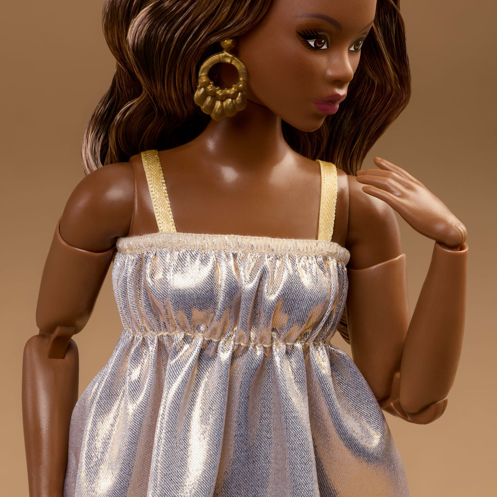 Barbie-Barbie Basics Modèle 09-Poupée Brune Avec Robe Dorée