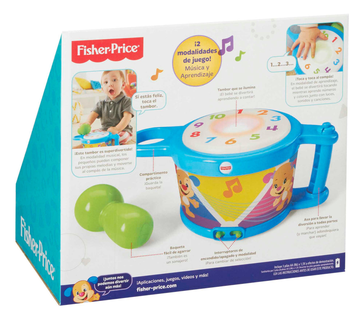 Fisher-Price Ríe y Aprende Juguete para Bebés Tambor Canta Conmigo