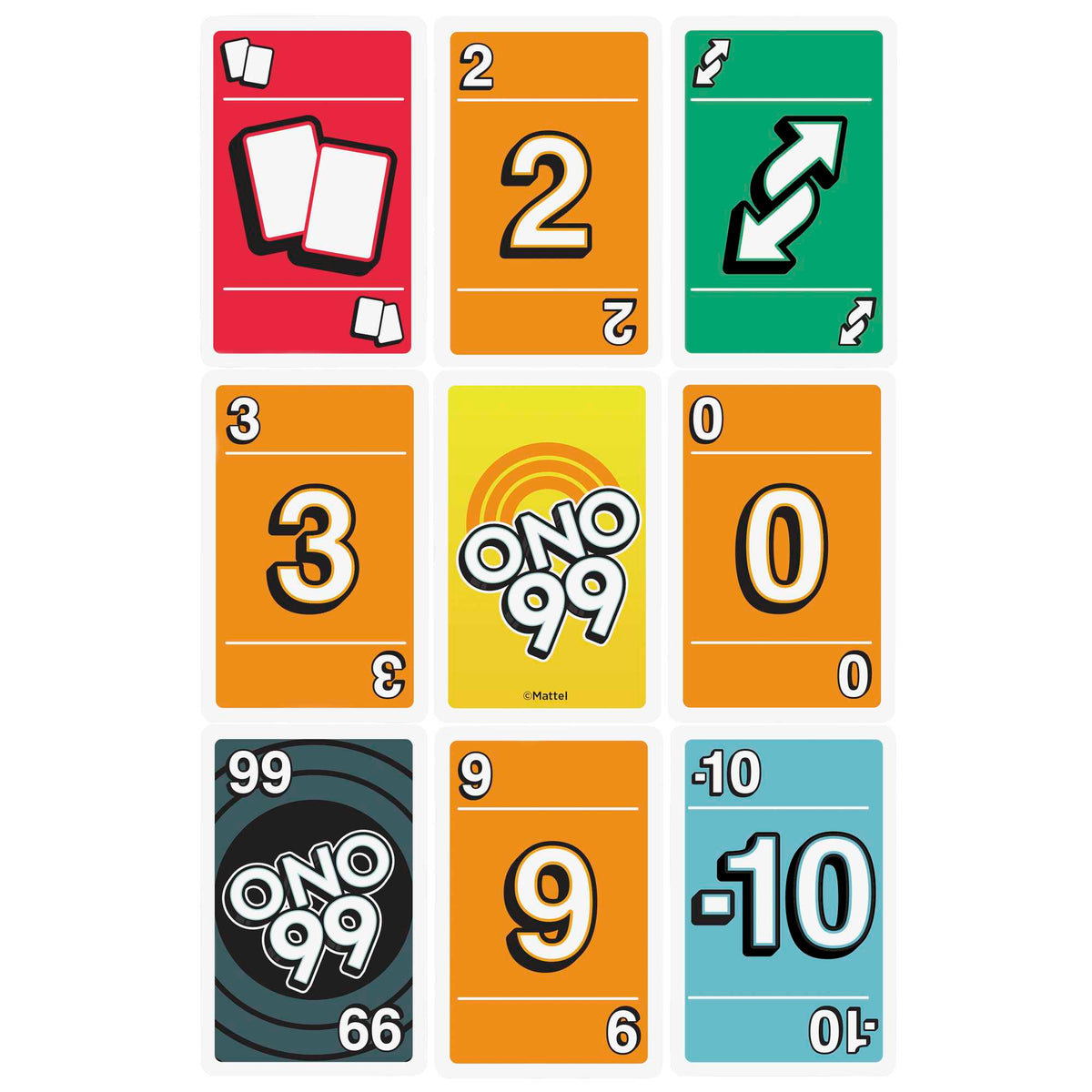 Mattel Games 3 Card Game Pack - UNO, Phase 10, Ono 99 in Storage Tin Box