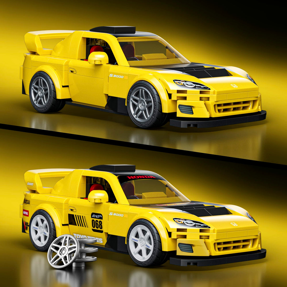 Mattel Brick Shop Hot Wheels ’07 Honda S2000 Building Toy Kit (257 Pieces), For Collectors | Mattel