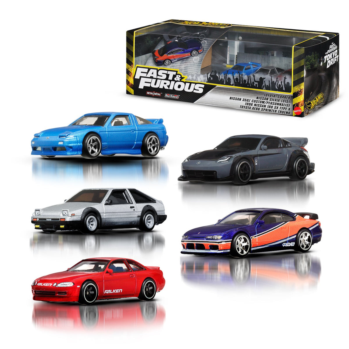 Hot Wheels Cars, Premium Fast & Furious Tokyo Drift Bundle Of 5 1:64 Scale Die-Cast Vehicles