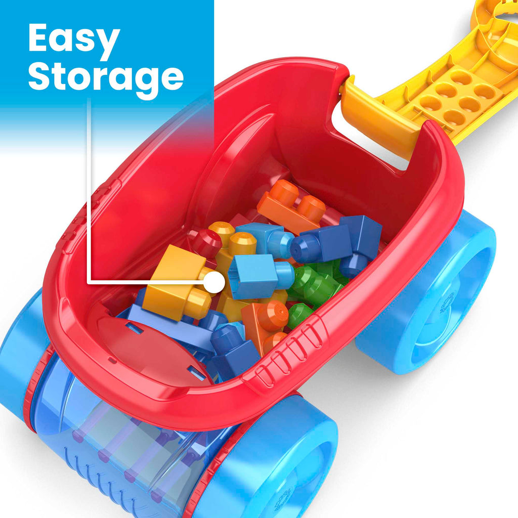 MEGA BLOKS Fisher Price Blue Block Scooping Wagon Building Toy (21 Pieces) For Toddler