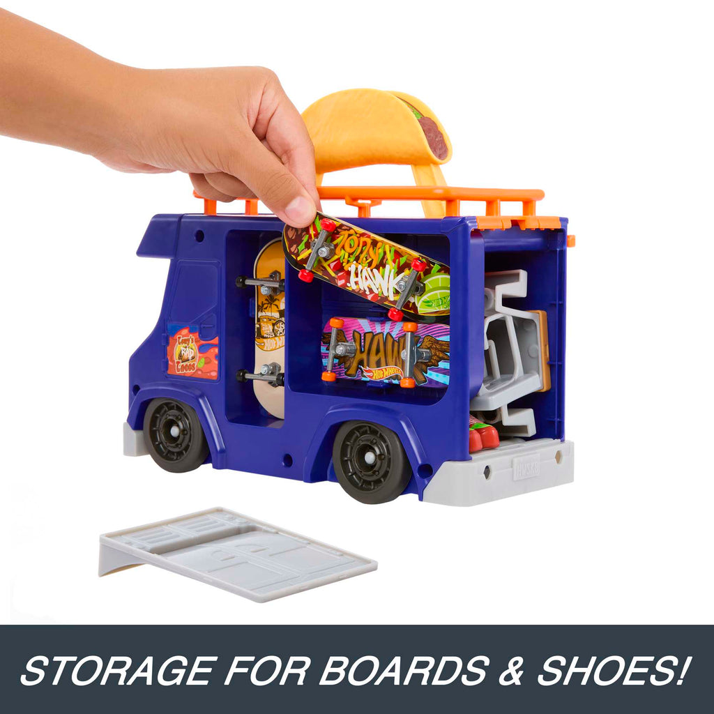 Hot Wheels Skate Taco Truck Play Case With 1 Fingerboard & 1 Pair Of Shoes
