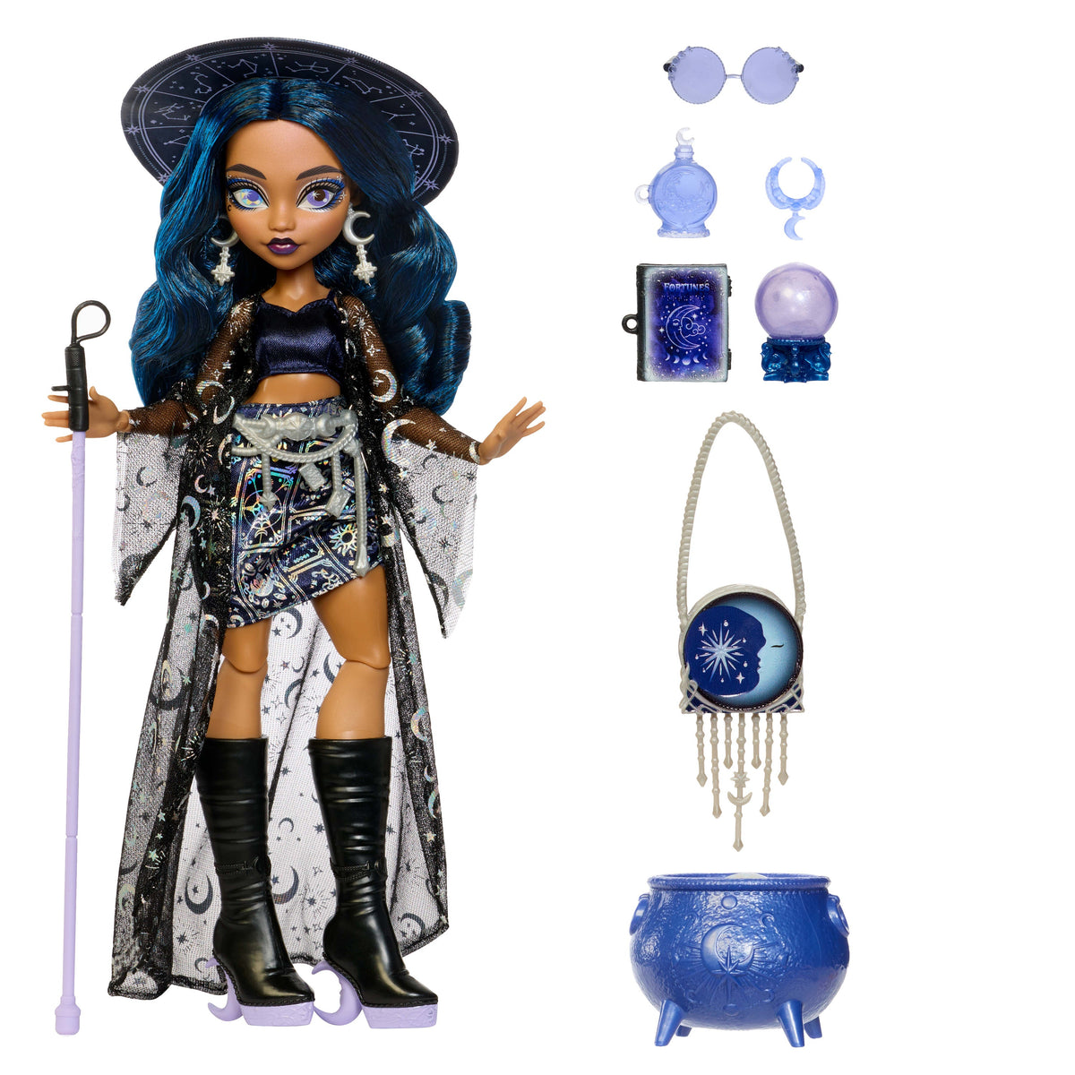 Moonspell Magic By Monster High Claire De Luna Fashion Doll, Clairvoyant Witch With Accessories