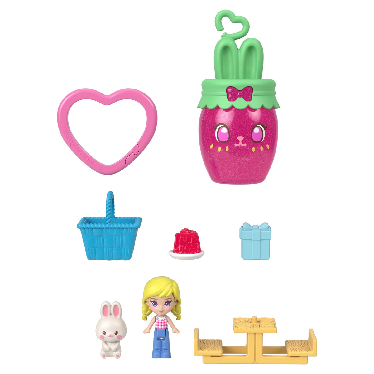 Polly Pocket Picnic Bunny Compact Playset With 1 Micro Doll And Pet, Travel Toy With Fruit Accessories