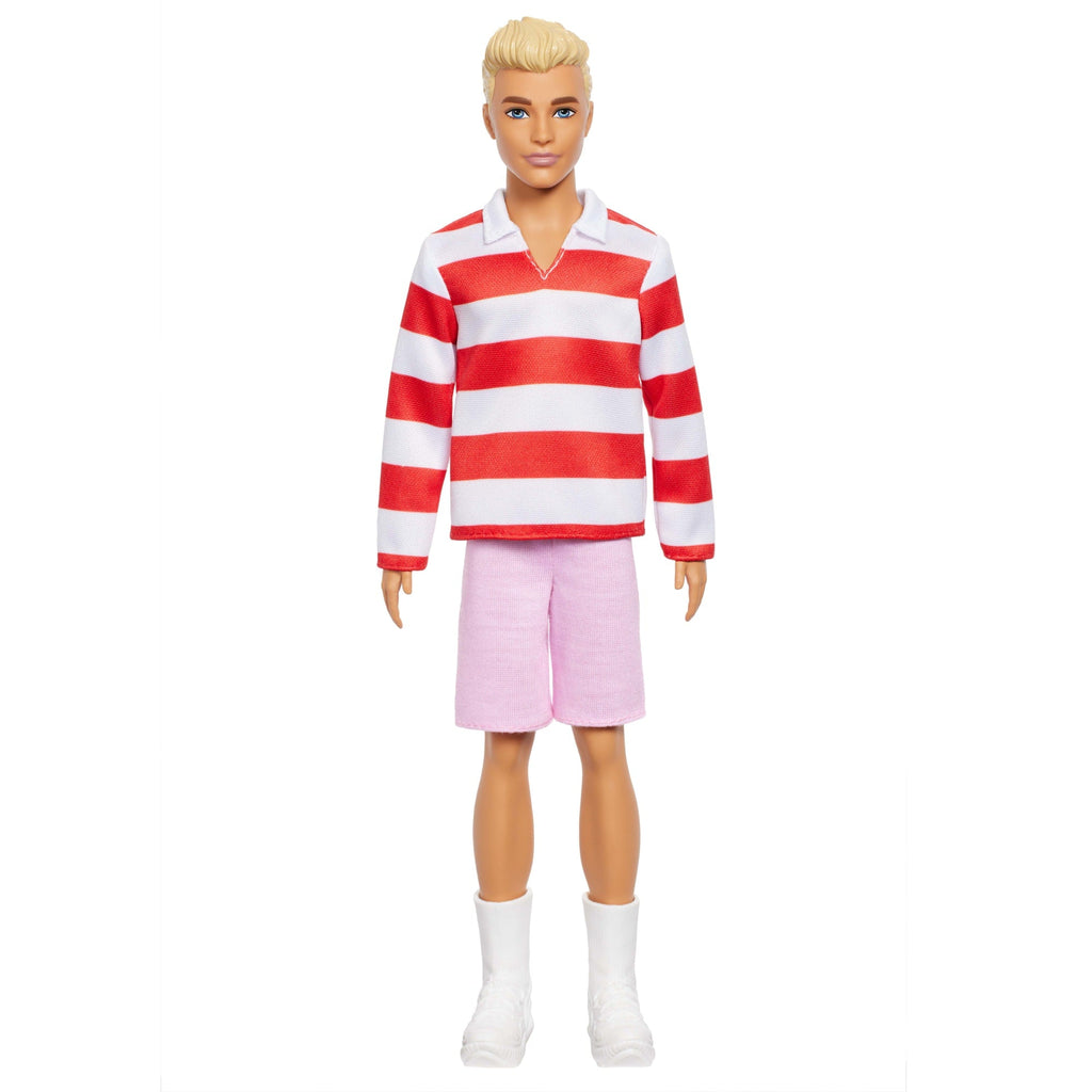 Barbie Fashionistas Ken Doll #241 in Red Striped Top And Pink Shorts With White Sneakers, Blonde