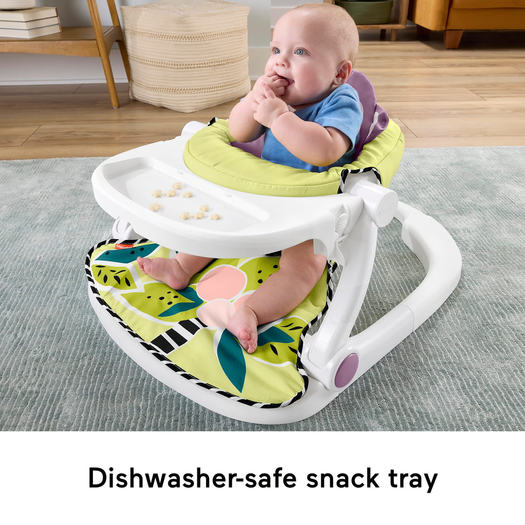 Fisher-Price Kick & Play Deluxe Sit-Me-Up Seat, Purple Monkey Baby Chair & Piano Learning Toy