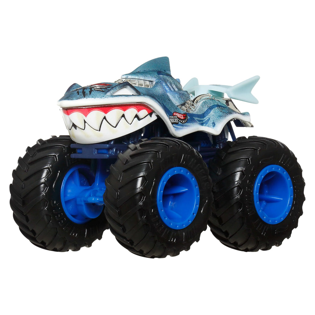 Hot Wheels Monster Trucks Sharks vs Dinos Multipack With 2 Big Rigs, 2 Toy Trucks & 2 Toy Cars