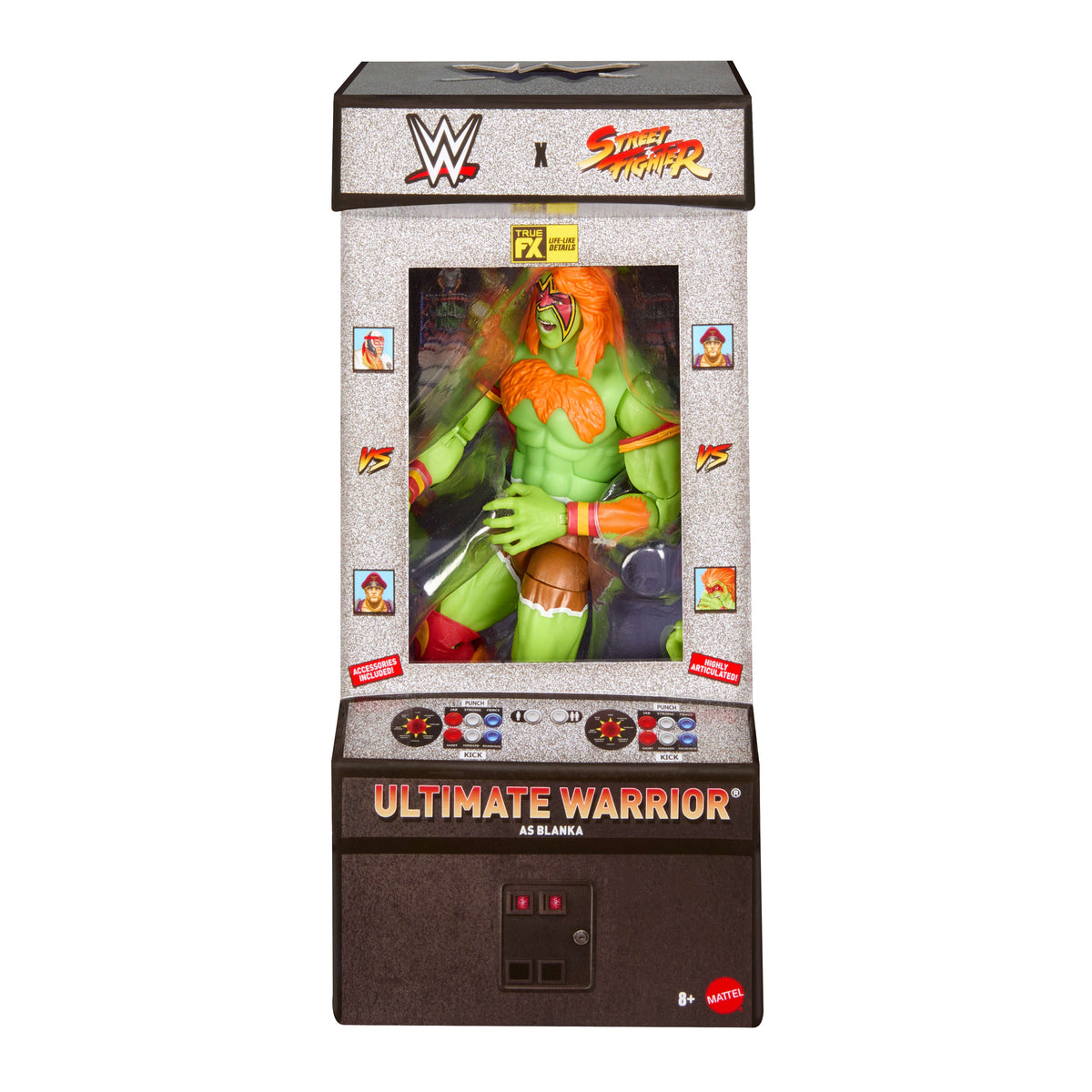 WWE X Street Fighter Ultimate Warrior Action Figure & Accessories, 6-inch Collectible Blanka Mashup Set
