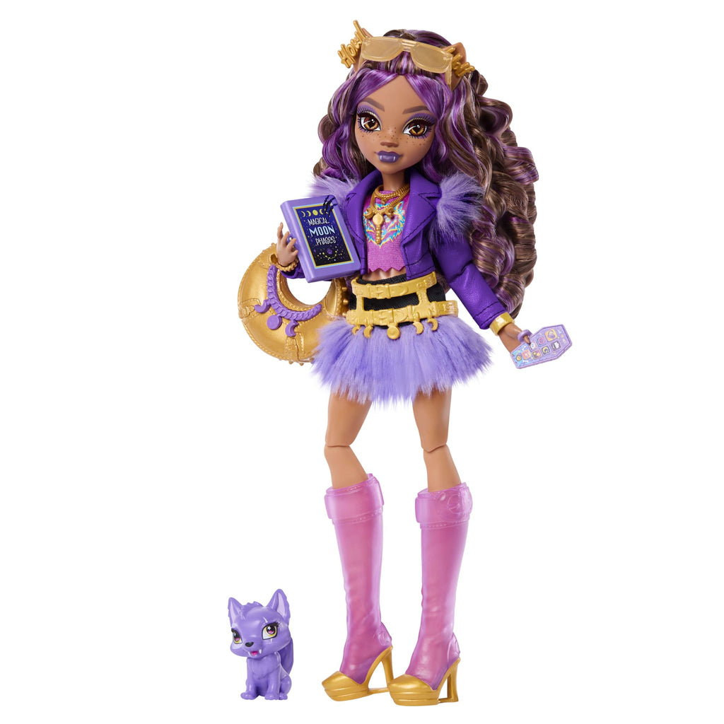 Monster High Clawdeen Wolf Fashion Doll in Furry Skirt With Pet Crescent And 7 Accessories