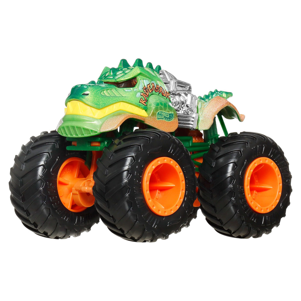 Hot Wheels Monster Trucks Sharks vs Dinos Multipack With 2 Big Rigs, 2 Toy Trucks & 2 Toy Cars
