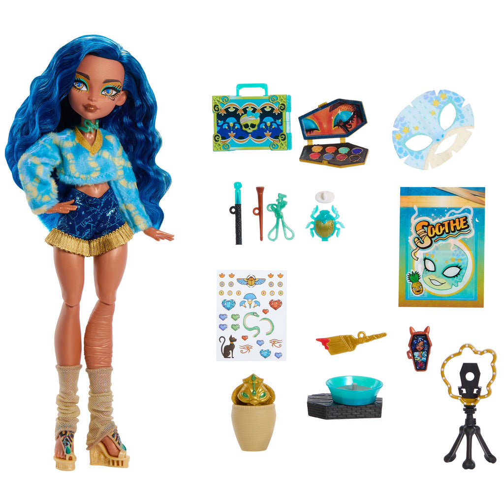 Monster High Self-Scare Secrets Cleo De Nile Fashion Doll With 13 Realistic Accessories