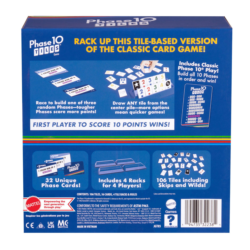 Phase 10 Tiles Game, Family Tile-Based Game With Rummy-Type Play For 2-6 Players