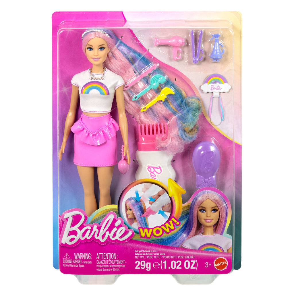 Barbie Rainbow Sparkle Hair Fashion Doll With Extra-Long Hair And 12 Styling Accessories