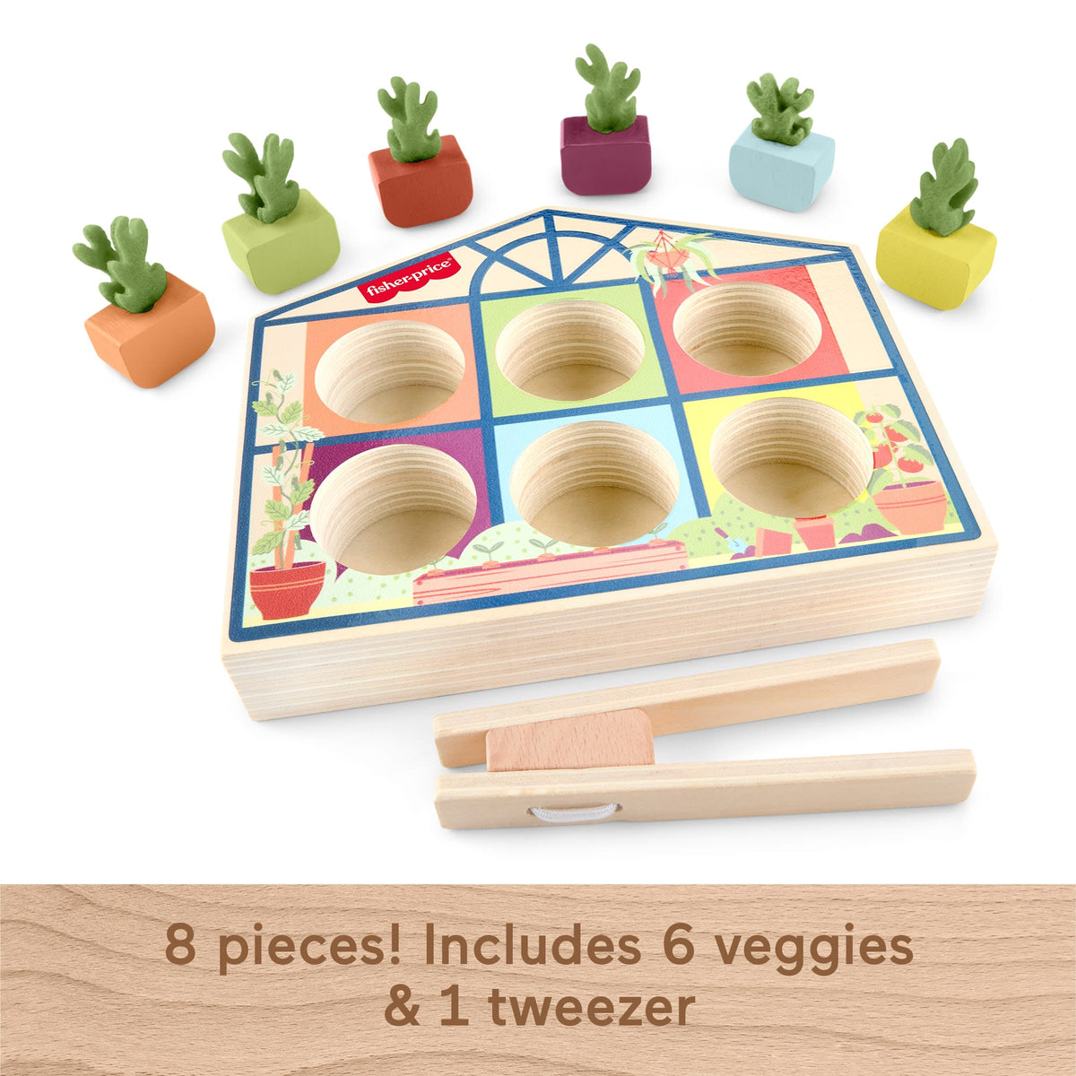 Fisher-Price Tiny Garden Wooden Sorting Greenhouse Activity Toy For Preschool Kids