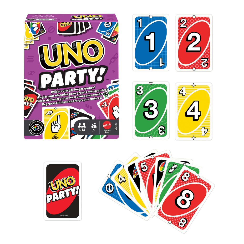 UNO Party Card Game For Large Groups, Kids, Adults & Family Nights, 6 To 14 Players Ages 7+ Years