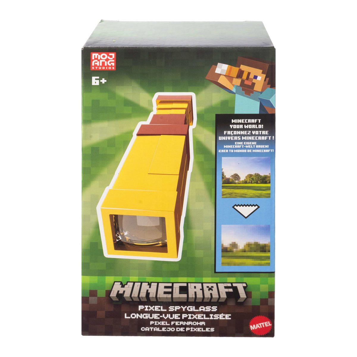 Minecraft Pixel Spyglass Toy With Pixelating View Lens, Kid-Size Accessory For Role-Play & Costumes