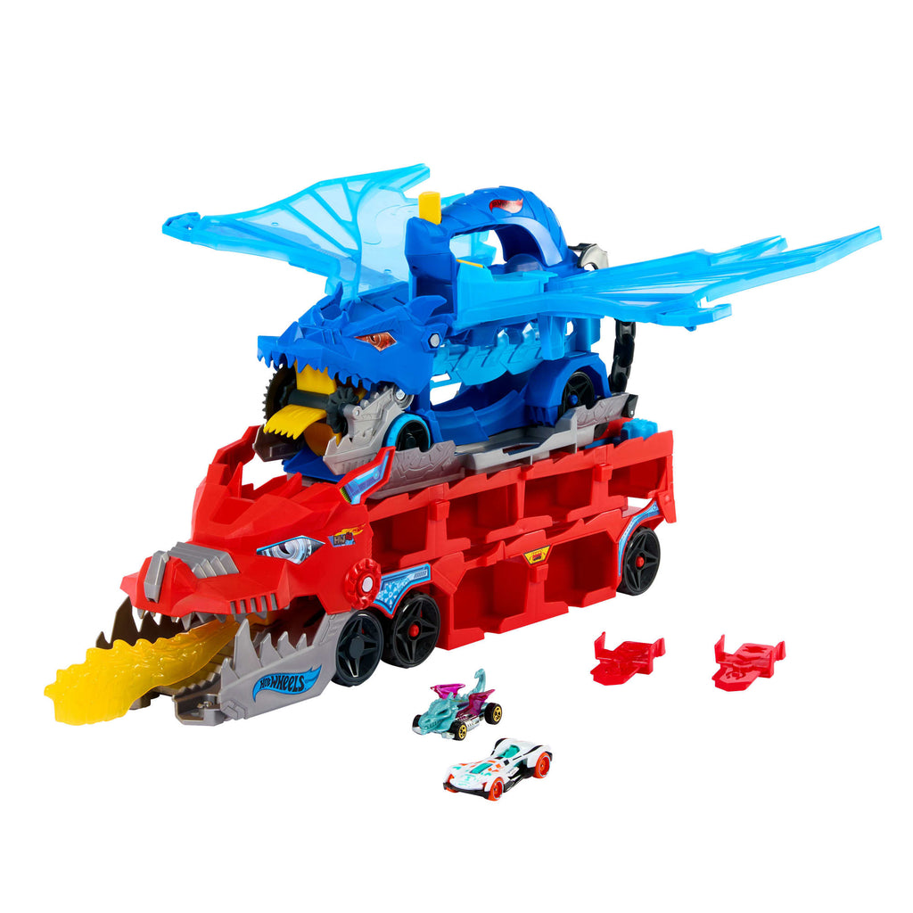 Hot Wheels City Hot Wheels Ultimate Dual Dragon Transporter & 2 1:64 Scale Toy Cars