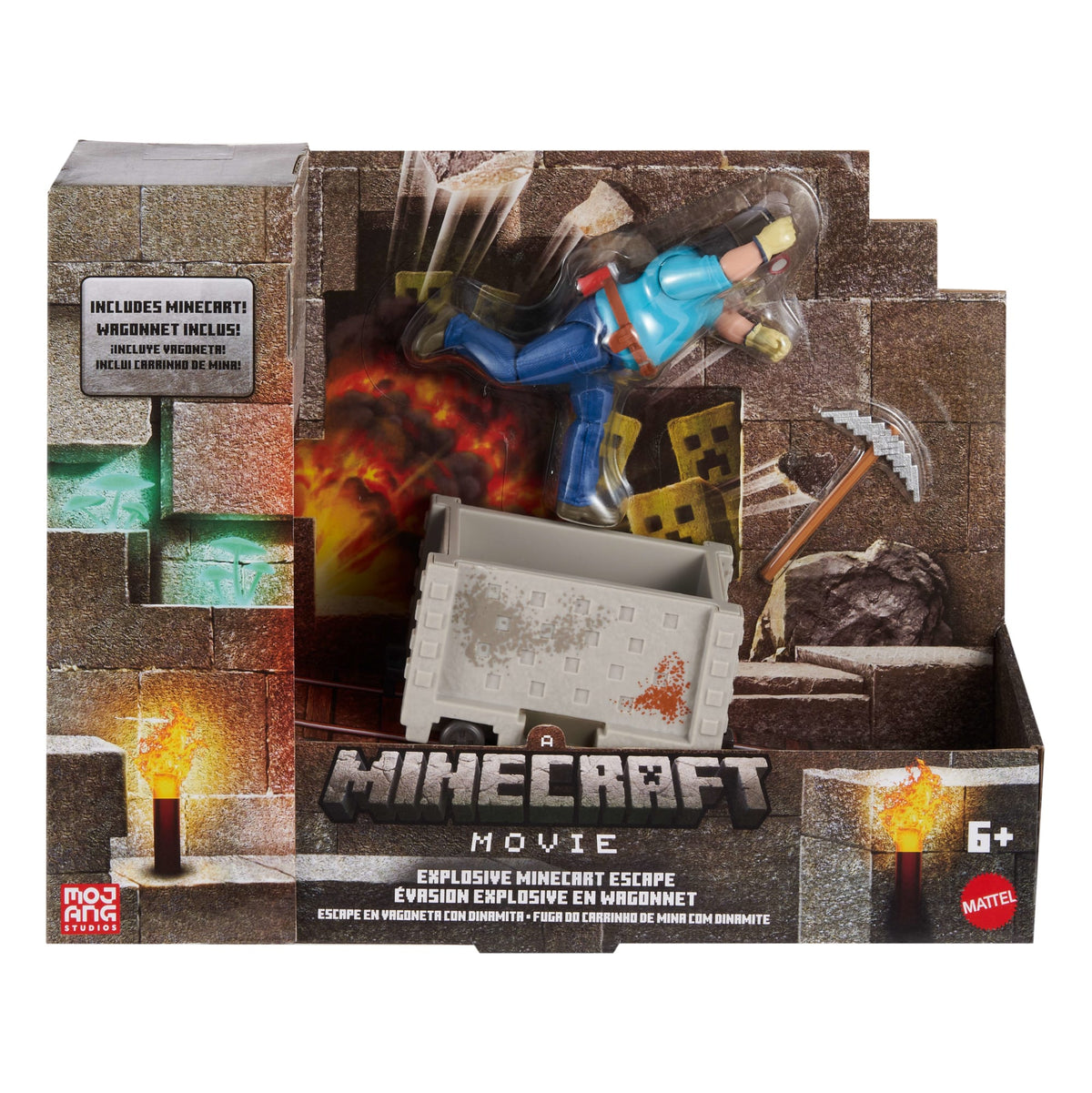 Minecraft Explosive Minecart Escape Action Figure & Accessories Toy Set Inspired By A Minecraft Movie
