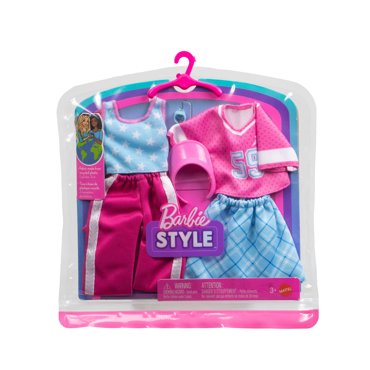 Barbie Fashions 2-Pack, 2 Outfits For Barbie Doll With Skirt, Pants, 2 Tops  & Accessories
