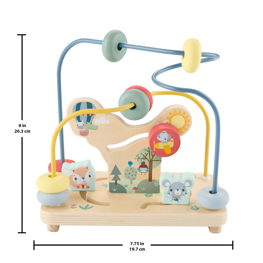 Fisher-Price Wooden Bead Maze, Animal-Themed Baby & Toddler Fine Motor Activity Toy