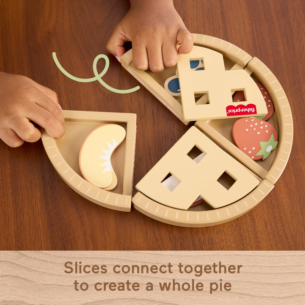 Fisher-Price Tiny Garden Wooden Fruit Pie, Pretend Food Puzzle Set For Kids, 16 Wood Pieces